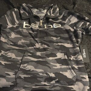 Bebe Gray Camouflage Half-Zip Sweatshirt